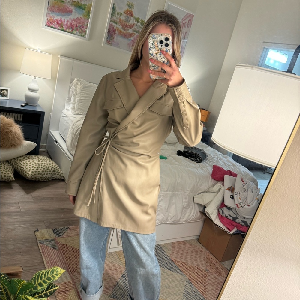 Zara leather wrap trench